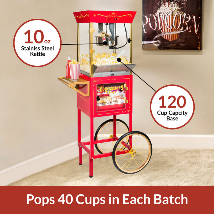 Nostalgia Vintage 10-Ounce Vintage Professional Popcorn Cart - 59-Inches  Tall