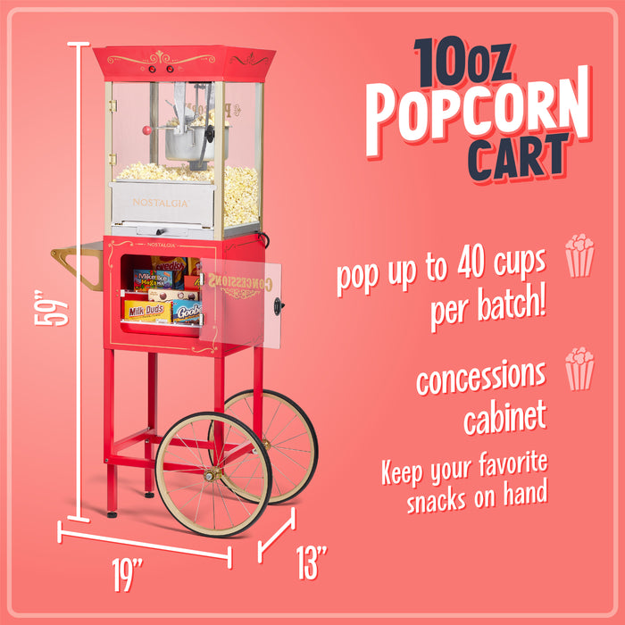 Vintage New 10-Ounce Professional Popcorn & Concession Cart - 59 Inches Tall