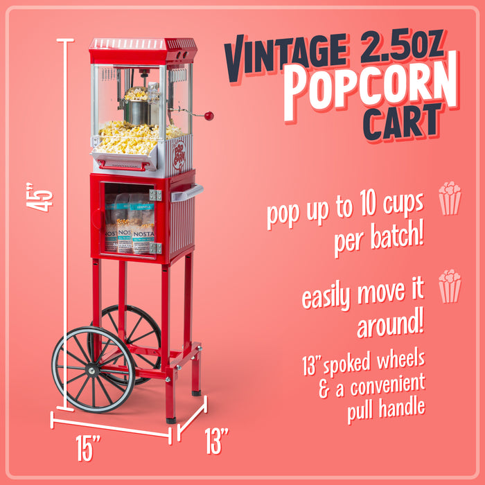 Vintage 2.5-Ounce Popcorn Cart, 45-Inches Tall