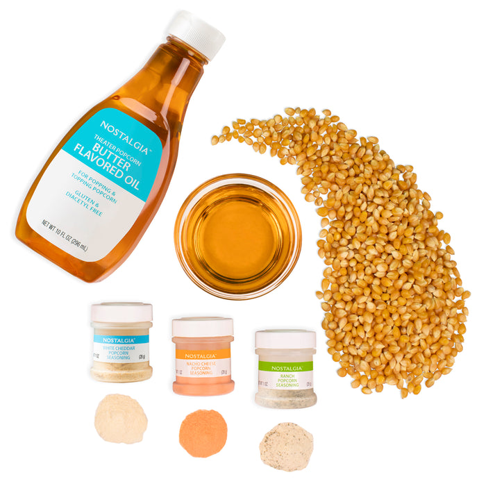 Hot Air & Kettle Popcorn Kit, 3 Seasonings , Oil, Popcorn Kernels