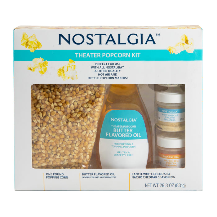 Hot Air & Kettle Popcorn Kit, 3 Seasonings , Oil, Popcorn Kernels