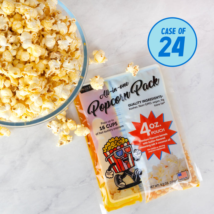 Best Tasting Premium 4-Ounce Popcorn, Oil & Seasoning Salt All-In-One Packs - 24 Count
