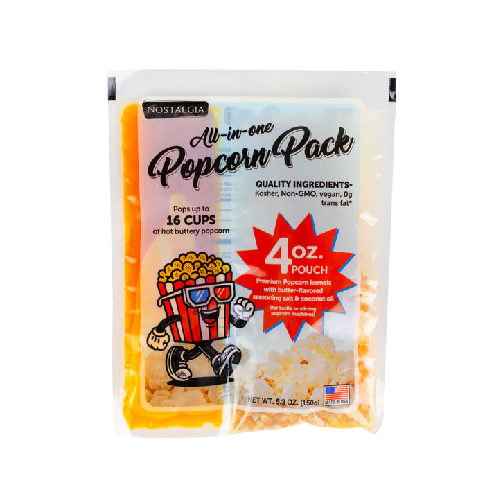 Best Tasting Premium 4-Ounce Popcorn, Oil & Seasoning Salt All-In-One Packs - 24 Count