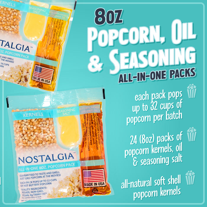 Best Tasting Premium 8-Ounce Popcorn, Oil & Seasoning Salt All-In-One Packs - 24 Count