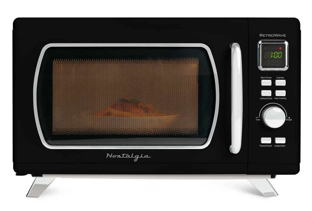 Mid-Century Retro 0.9 Cu. Ft. Microwave, Black