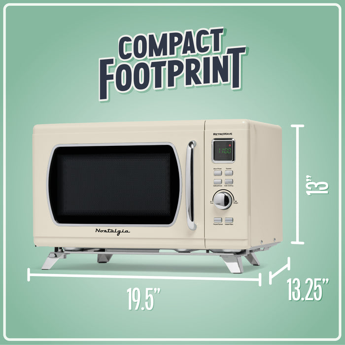 Mid-Century Retro 0.9 Cu. Ft. Microwave, Cream