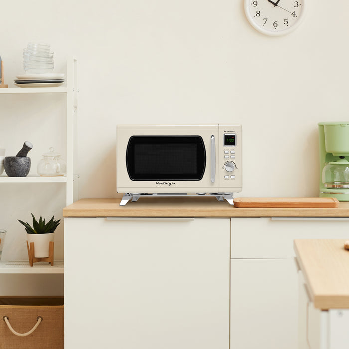 Mid-Century Retro 0.9 Cu. Ft. Microwave, Cream