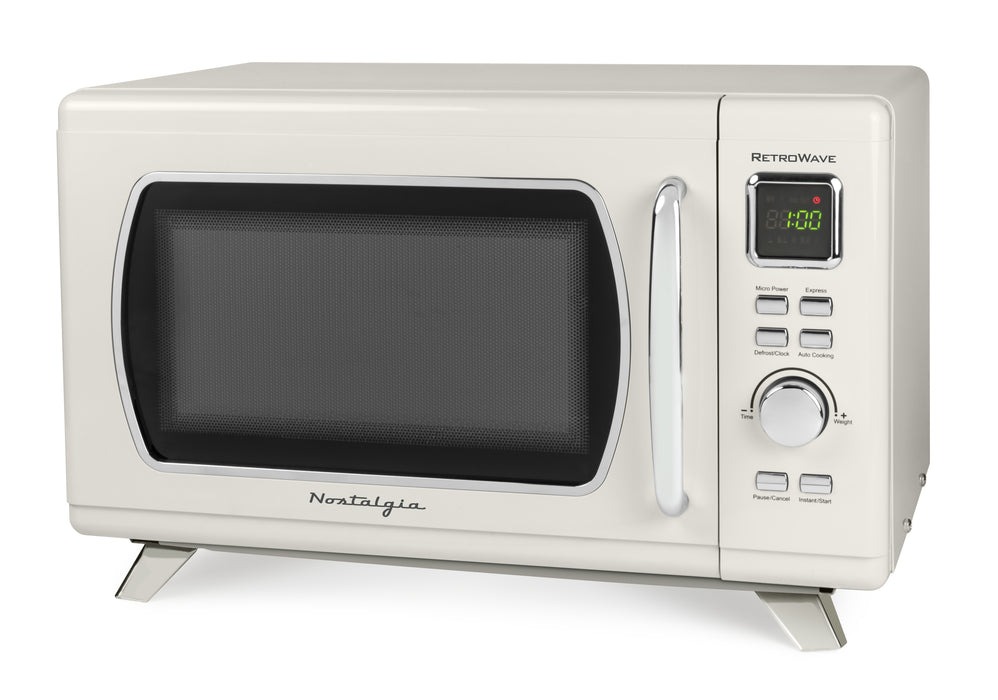 Mid-Century Retro 0.9 Cu. Ft. Microwave, Cream