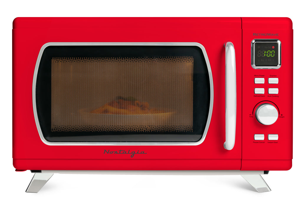 Mid-Century Retro 0.9 Cu. Ft. Microwave, Red