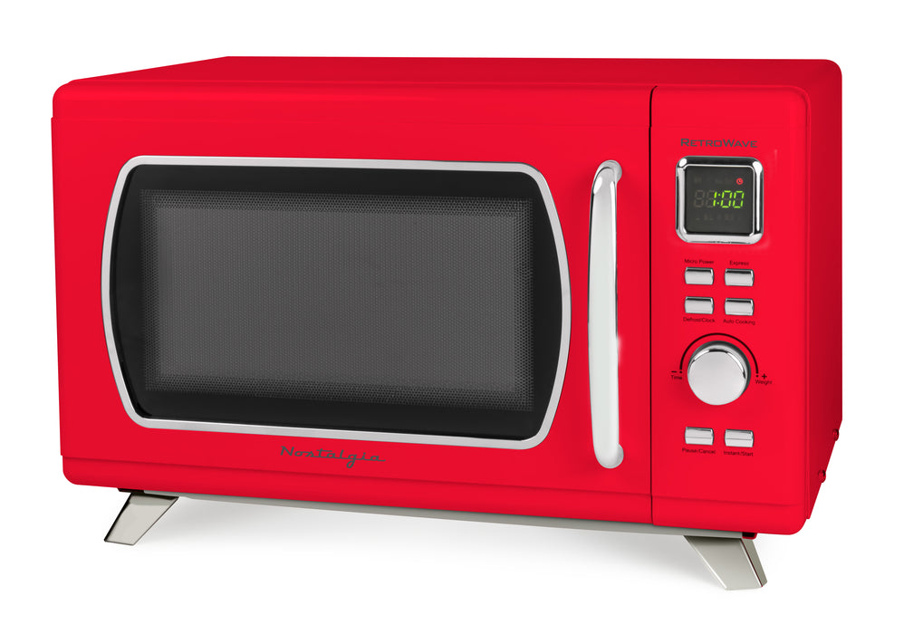 Mid-Century Retro 0.9 Cu. Ft. Microwave, Red