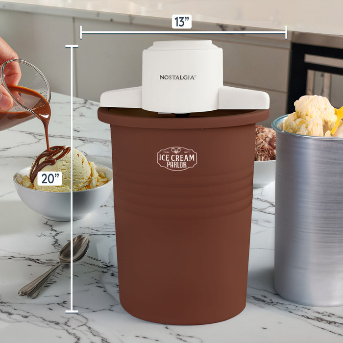 6-Quart Parlor Electric Ice Cream Maker - White and Dark Brown