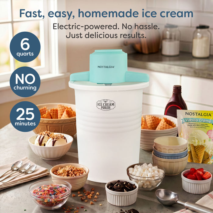 6-Quart Parlor Electric Ice Cream Maker - Blue & White