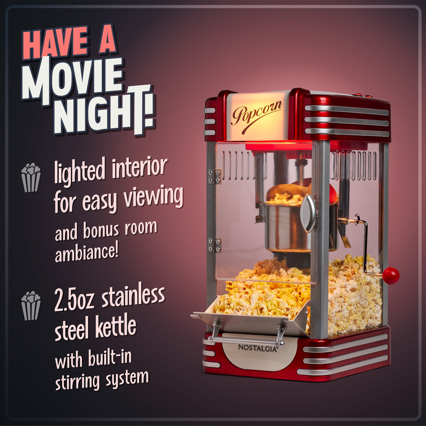 Retro 10 Cup Table-Top Popcorn Maker, Retro Red — Nostalgia Products