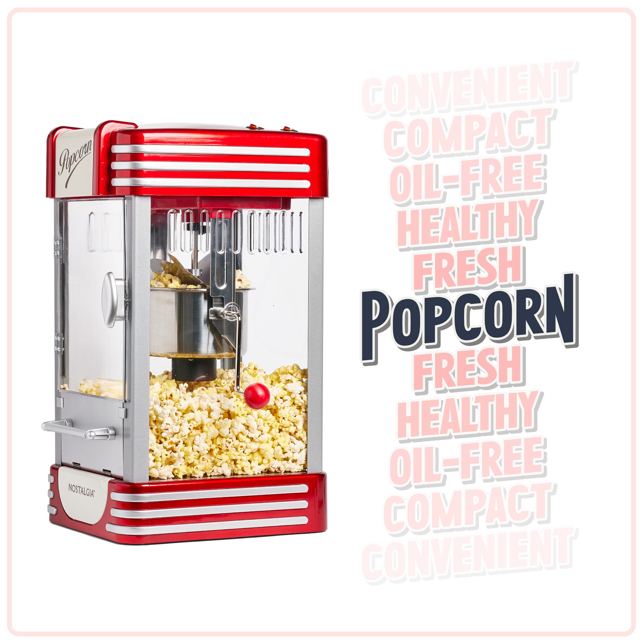 Retro 10 Cup Table-Top Popcorn Maker, Retro Red — Nostalgia Products