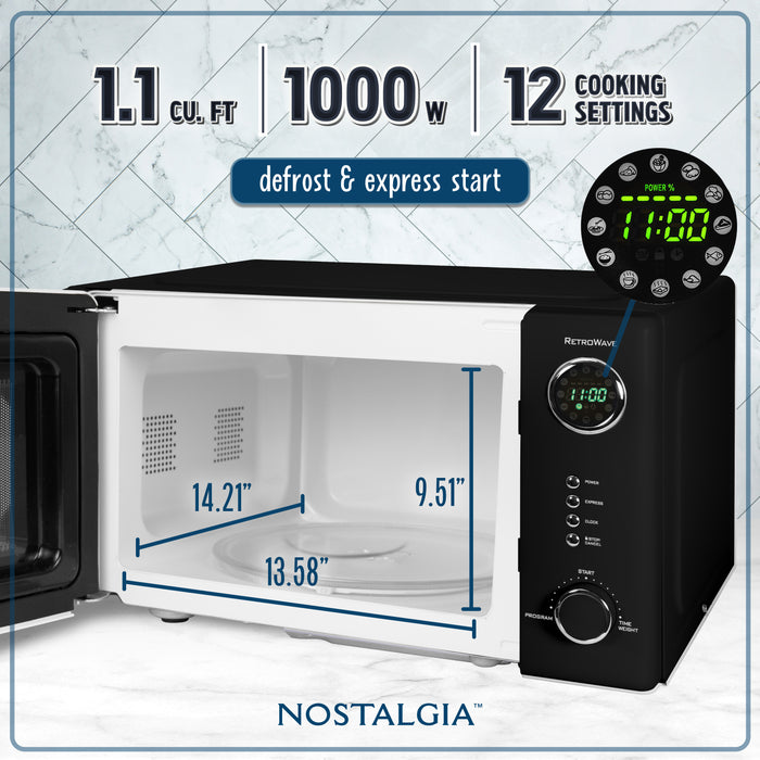 Retro 1.1 Cu Ft 1000 Watt Microwave Oven
