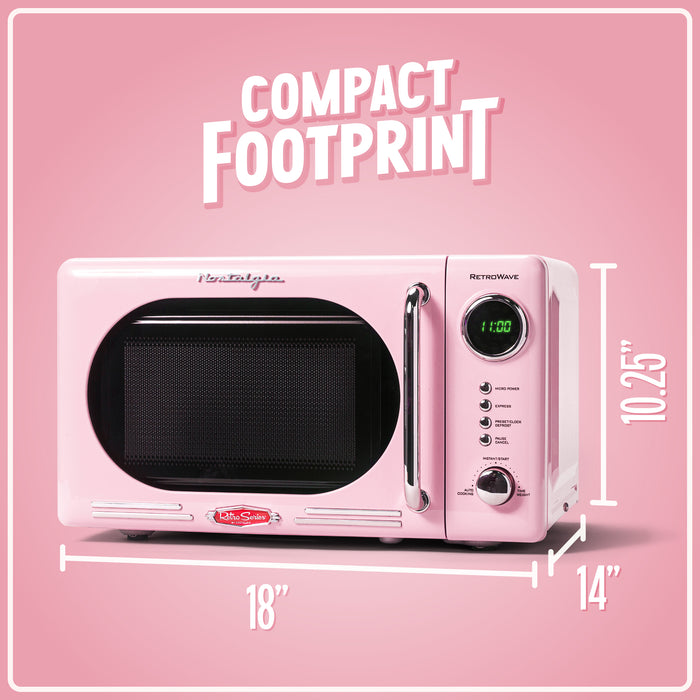 Retro 0.7 Cubic Foot Countertop Microwave Oven, Pink