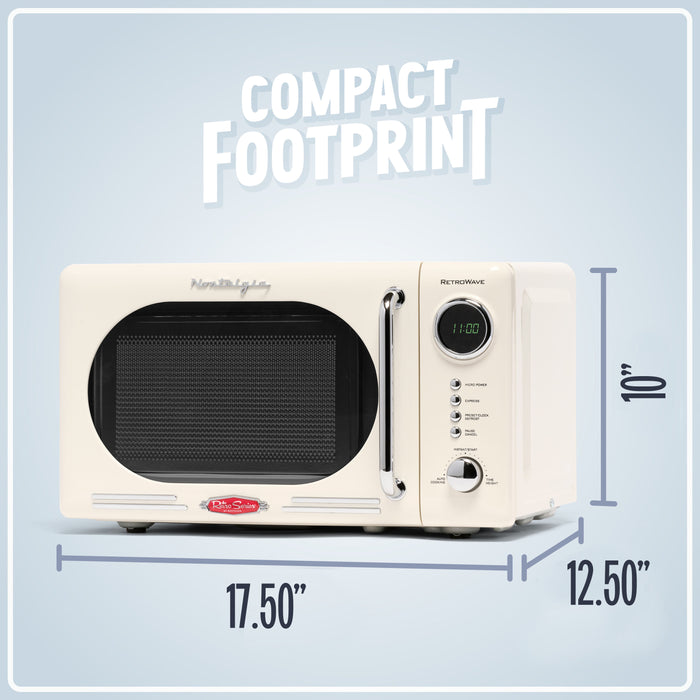 Retro Compact Countertop Microwave Oven 0.7 Cu. Ft. 700-Watts, Cream