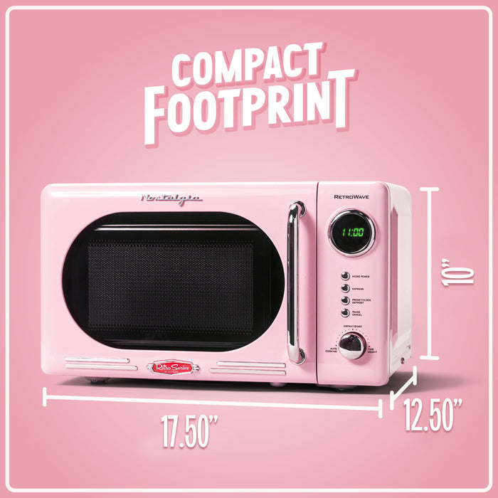 Retro 0.7 Cubic Foot Countertop Microwave Oven, Pink