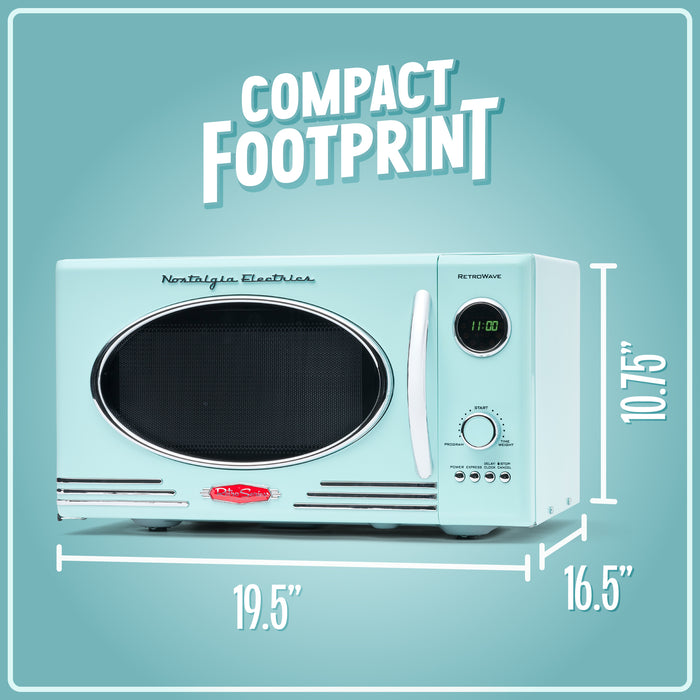 Retro 0.9 Cubic Foot 800-Watt Countertop Microwave Oven - Aqua