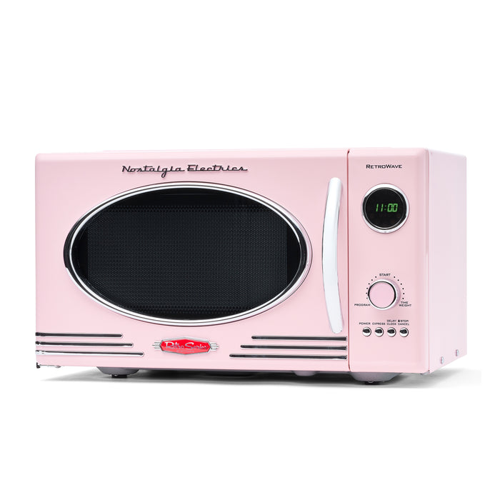 0.9 Cu. Ft. 800-Watt Retro Microwave Oven, Pink