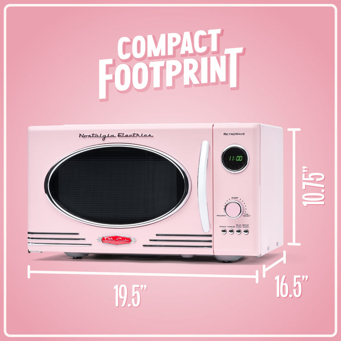 Retro 0.9 Cubic Foot 800-Watt Countertop Microwave Oven - Pink