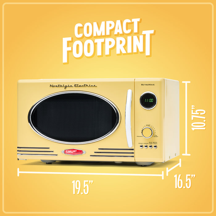 Retro 0.9 Cubic Foot 800-Watt Countertop Microwave Oven - Yellow