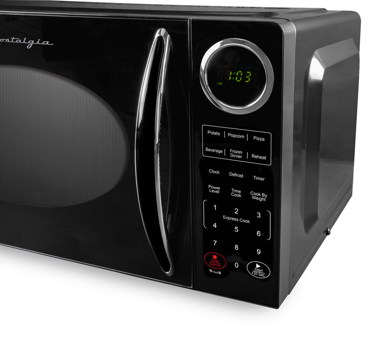 Retro 0.9 Cubic Foot Countertop Microwave Oven, Black