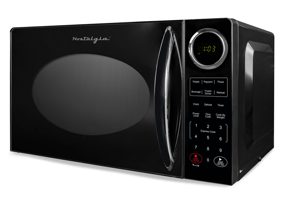 Retro 0.9 Cubic Foot Countertop Microwave Oven, Black