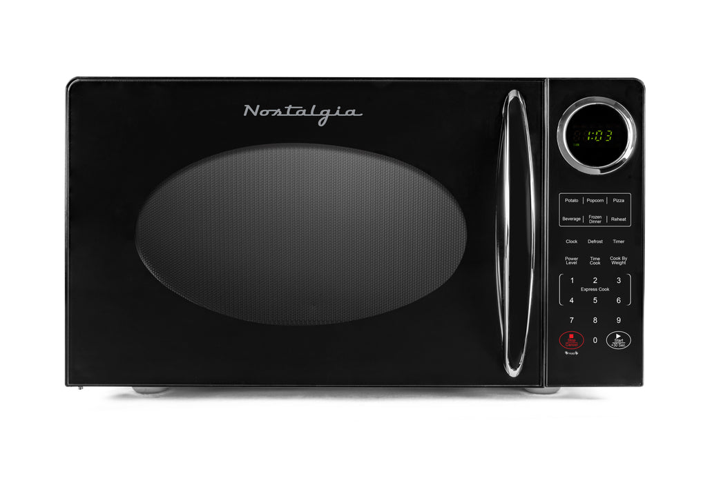 Retro 0.9 Cubic Foot Countertop Microwave Oven, Black