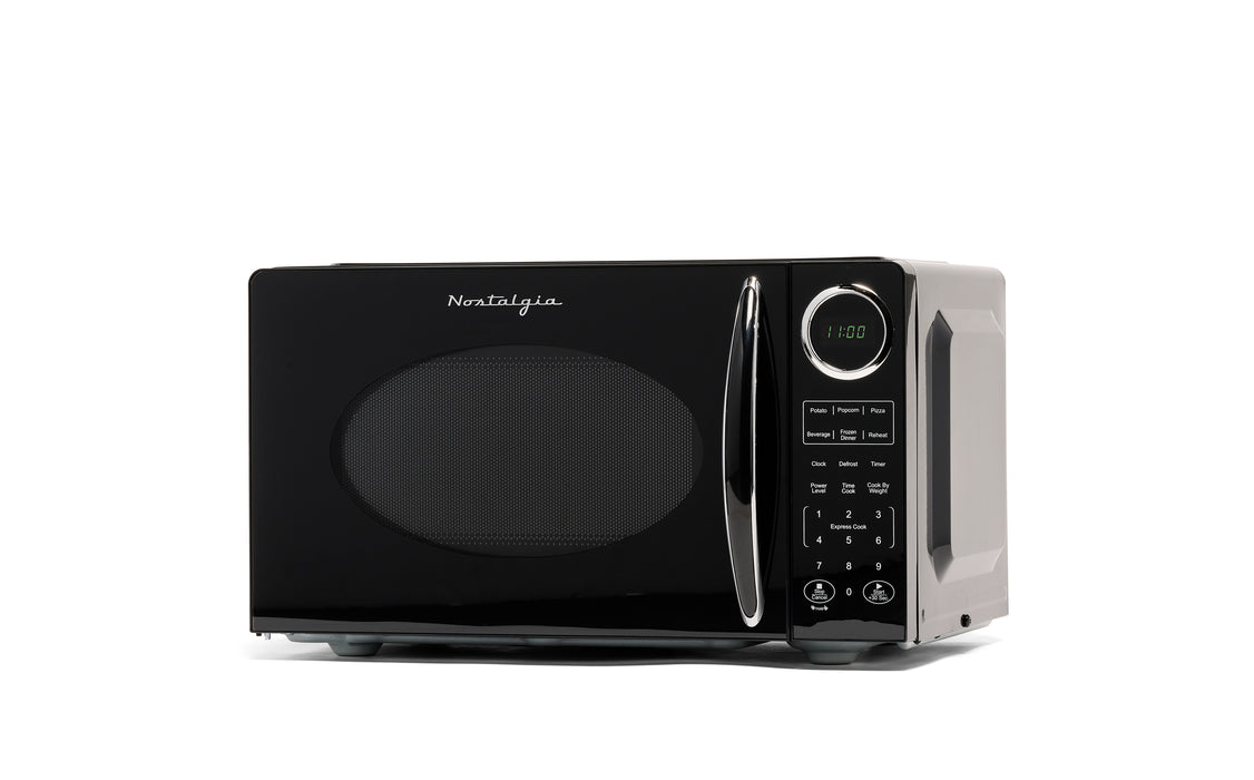 Retro 0.9 Cubic Foot Countertop Microwave Oven, Black