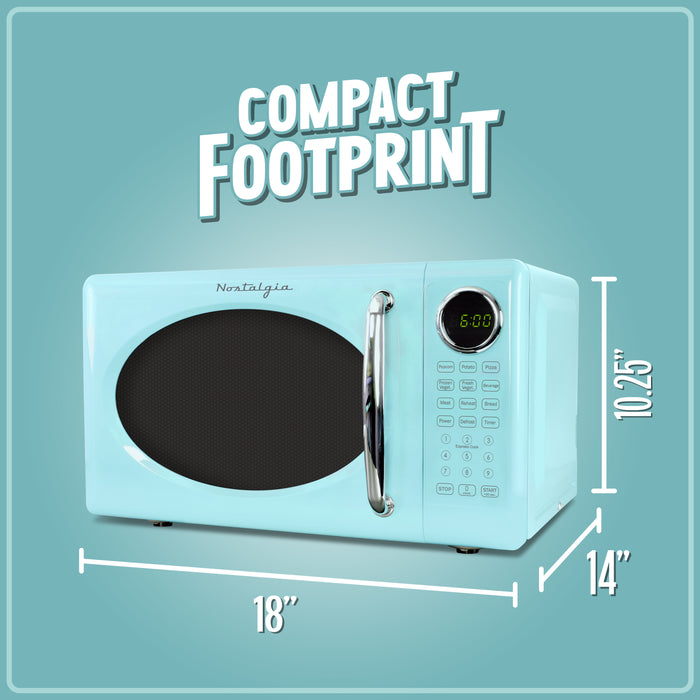 Retro Microwave Oven - 0.7 Cu Ft & 700-Watt Countertop Microwave with Glass Turntable, Child Safety Lock, 8 Auto-Cook Programs & Digital Clock