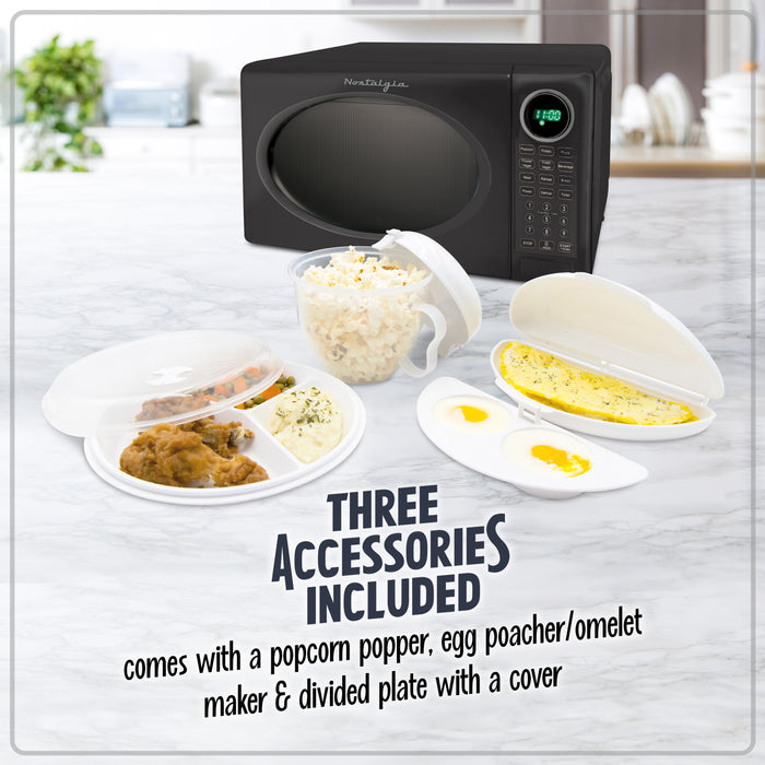 Retro 0.7 Cu Ft Retro Microwave, Black + Accessory Bundle