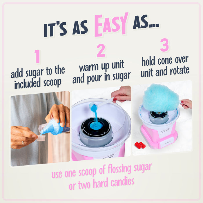 Hard & Sugar-Free Candy Cotton Candy Maker, Pink — Nostalgia ...