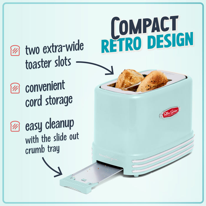 Retro 2-Slice Toaster, Aqua