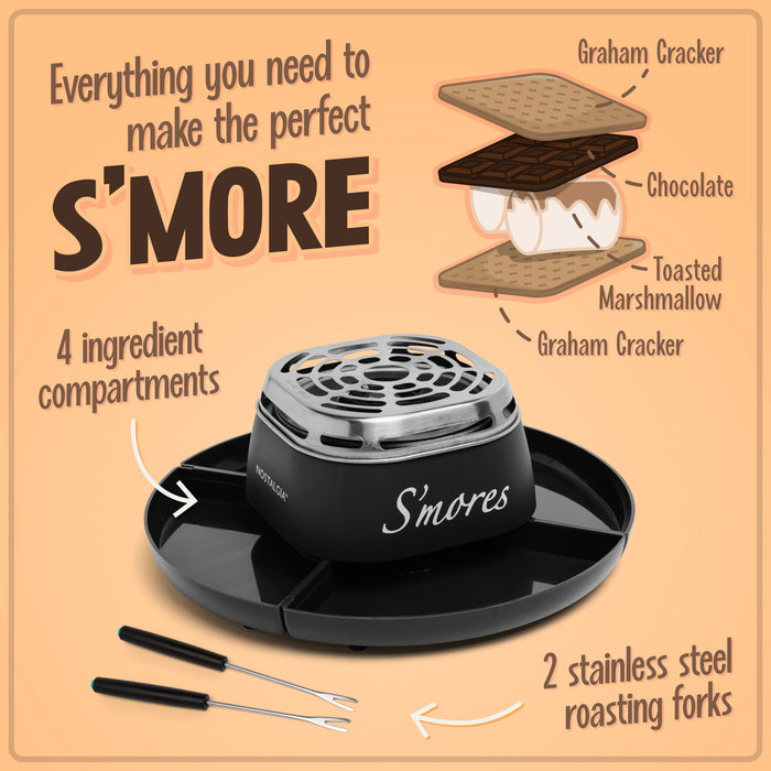 Indoor Electric Stainless Steel S'mores Maker with 4 Compartment Trays