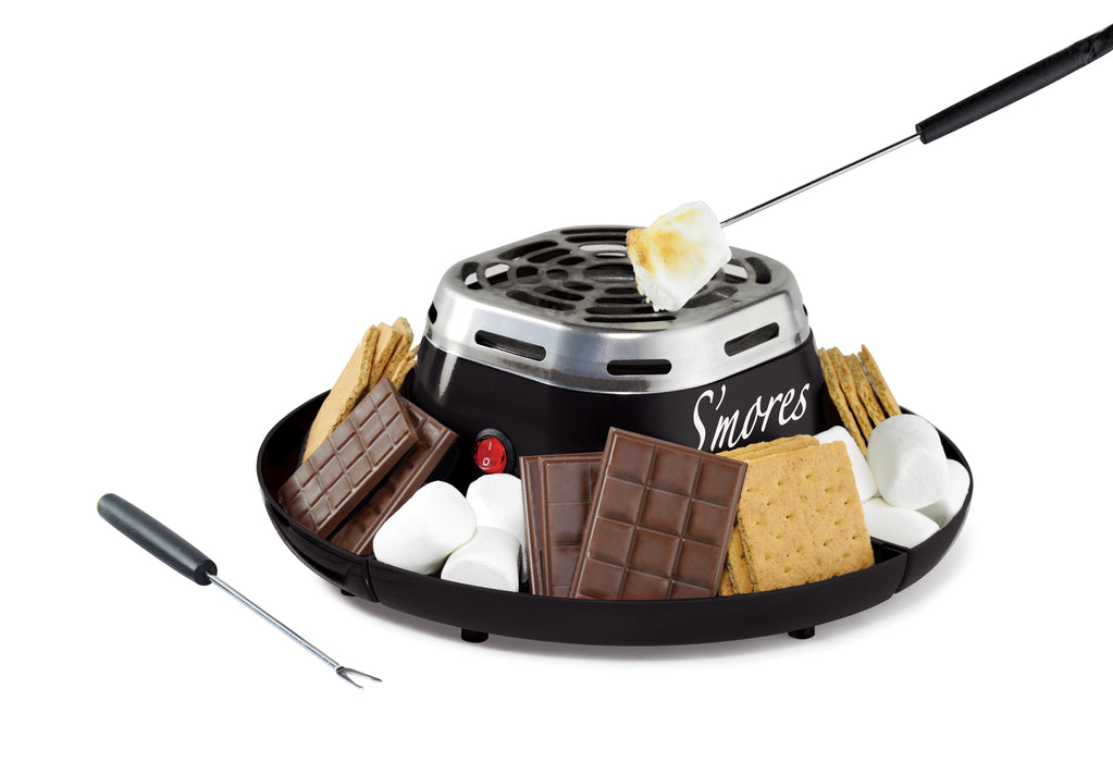 Indoor Electric Stainless Steel S'mores Maker with 4 Compartment Trays