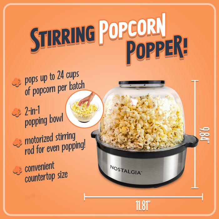 Nostalgia 6-Quart Stainless Steel Stirring Speed Popcorn Popper