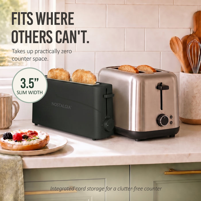 Slim 2-Slice Space-Saving Toaster