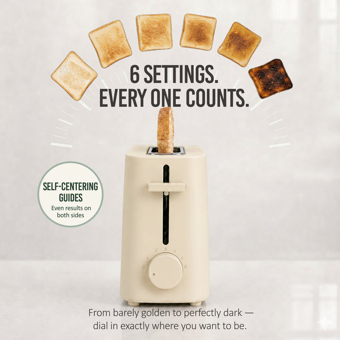 Slim 2-Slice Space-Saving Toaster