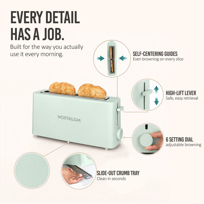 Slim 2-Slice Space-Saving Toaster