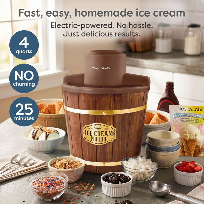 4-Quart Wood Bucket Ice Cream Maker