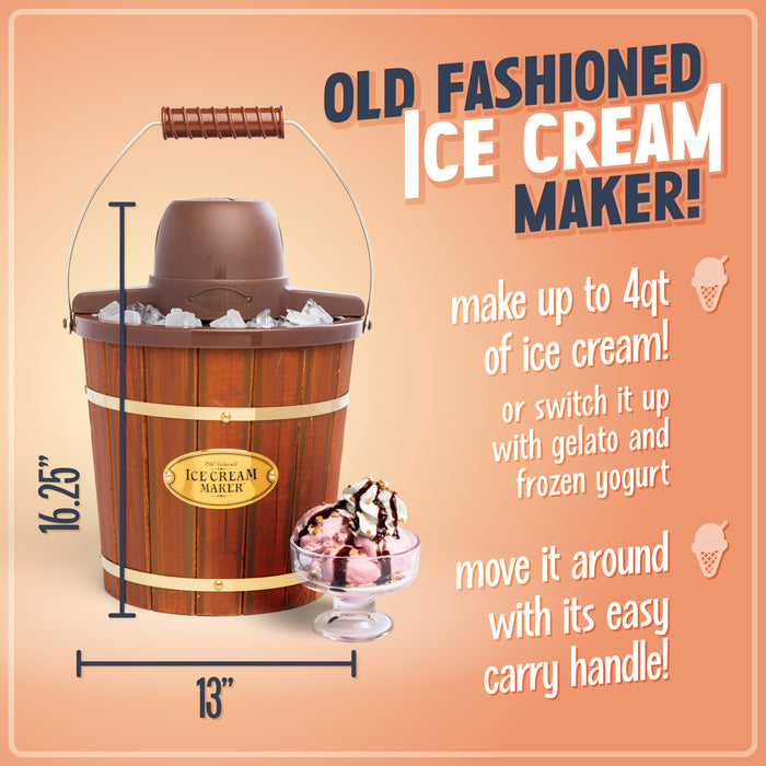 4-Quart Wood Bucket Ice Cream Maker