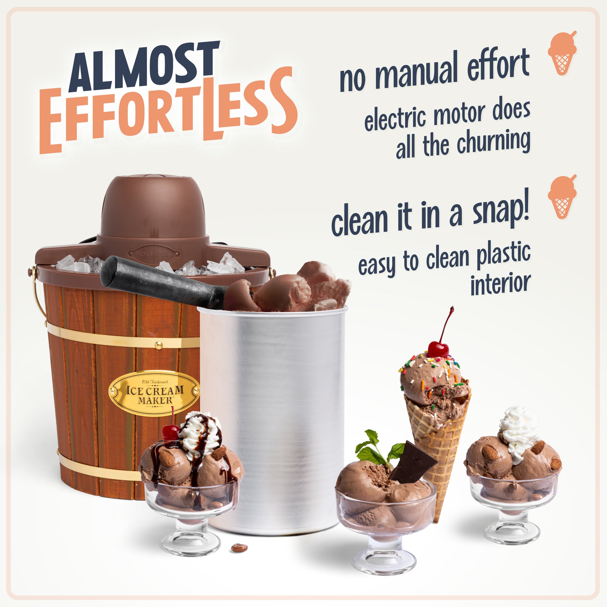 4Quart Wood Bucket Ice Cream Maker — Nostalgia Products