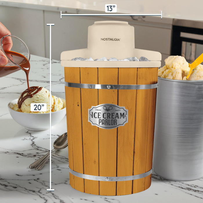 6 Qt. Brown Dark Wood Bucket Electric Ice Cream Maker