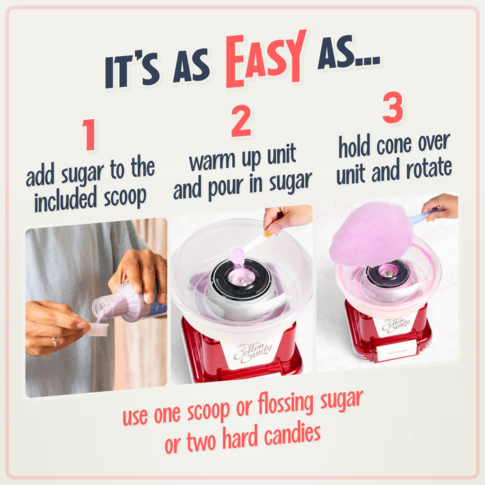 Complete Guide: Cleaning a Nostalgia Cotton Candy Machine 2 Retro Hard & Sugar-Free Candy Original Cotton Candy Maker ...