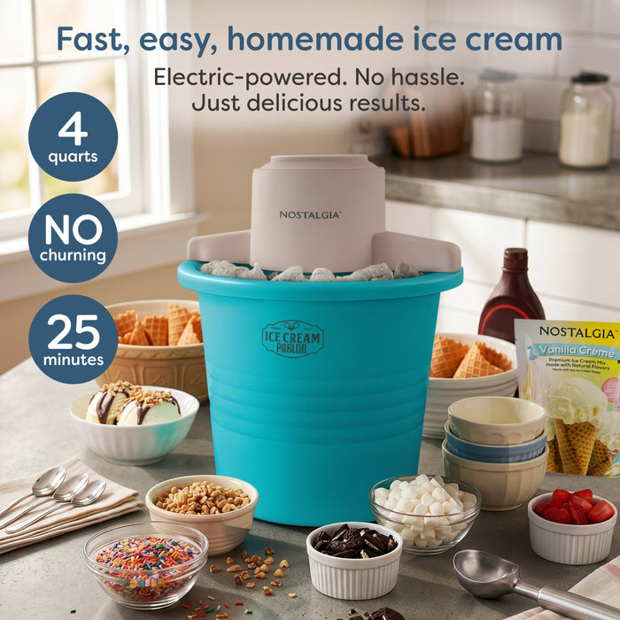 4-Quart Electric Ice Cream Maker with Easy-Carry Handle