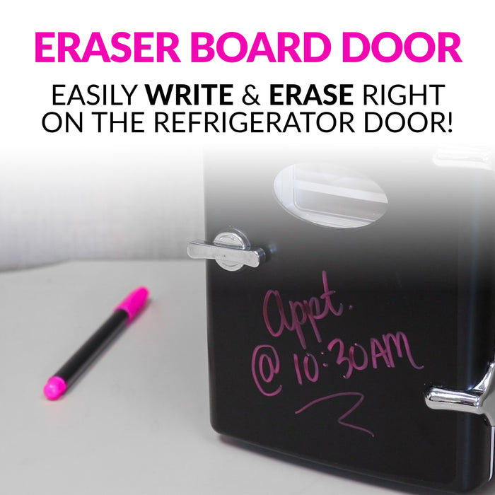 Retro 6-Can Display Fridge & Heater - Black