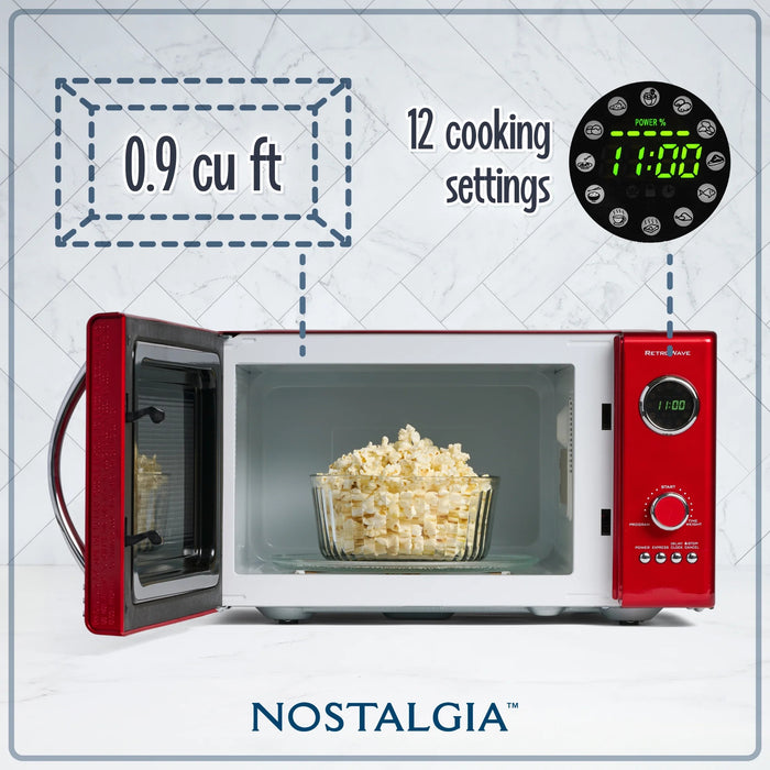 Nostalgia 0.9 Cu. Ft.  800-Watt Retro Microwave Oven, Red