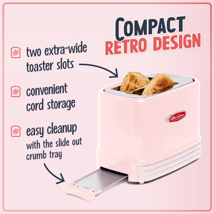 Retro 2-Slice Toaster, Pink