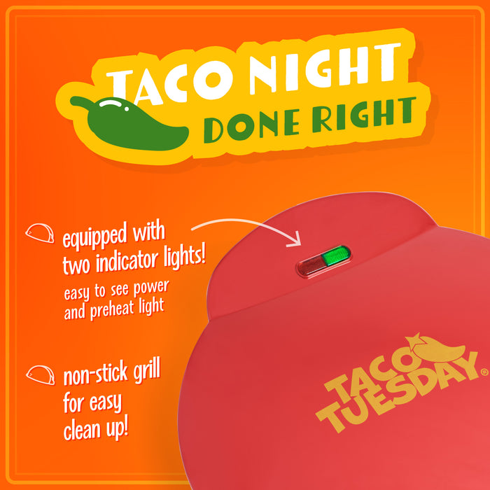 Taco Tuesday Deluxe 10-Inch 6-Wedge Electric Quesadilla Maker with Extra Stuffing Latch